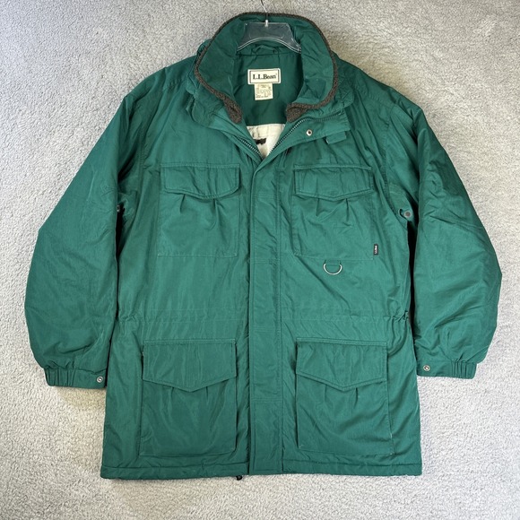 Vintage LL Bean Parka Mens‎ Large Green Packable Hood Cargo Mountain Ski Jacket